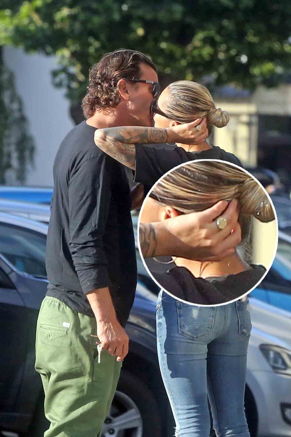 Halt mal kurz an, Schatz! Sophia Thomalla und ihr Liebster Gavin Rossdale machen am 14. Juni 2018 einen Kuss-Stop während eines Spazierganges in London