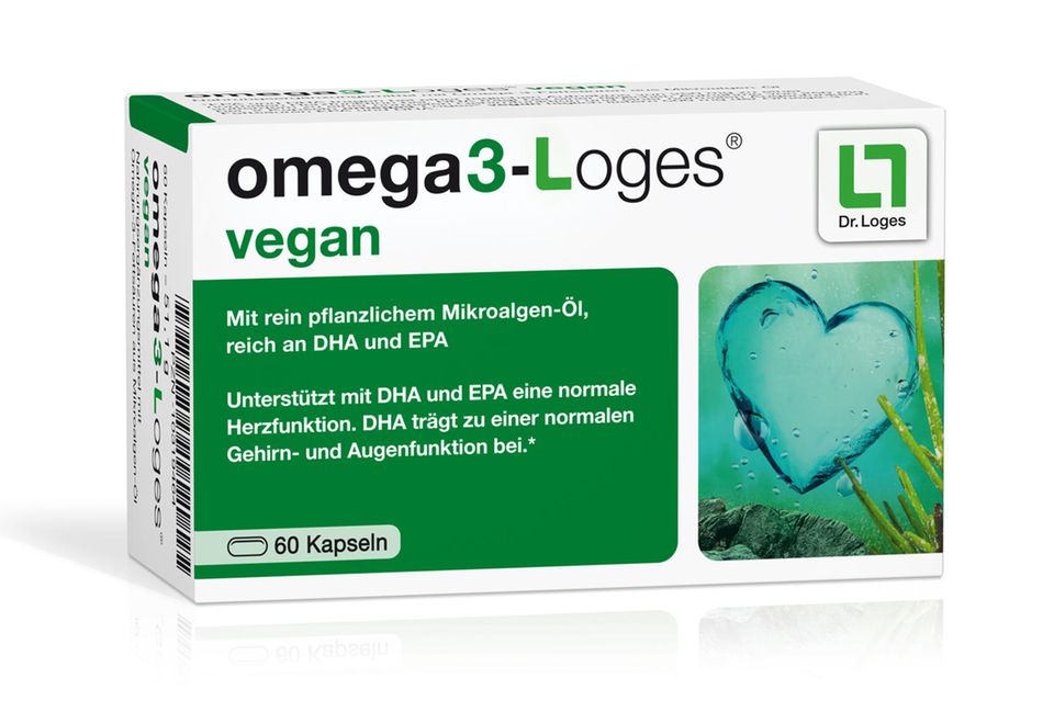 Nahrungsergänzungsmittel: Schützt Herz, Hirn und Augen "Omega- 3-Loges vegan" von Dr. Loges, 60 Stück, ca. 25 Euro Schützt Herz, Hirn und Augen "Omega- 3-Loges vegan" von Dr. Loges, 60 Stück, ca. 25 Euro