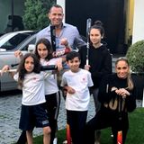 16. Juli 2018   So geht Patchwork: Alex Rodríguez mit seinen Töchtern Ella und Natasha in Hintergrund und Jennifer Lopez mit ihren Kids Emme und Maximilian.