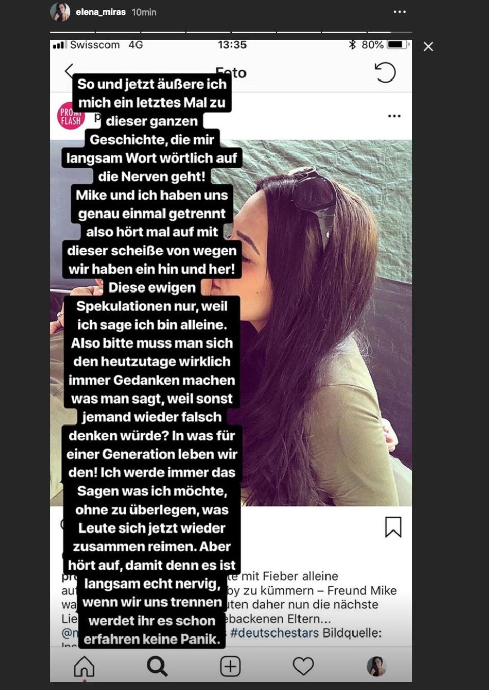 Elena Miras + Mike Heiter: In ihrer Story setzt sie nun ein Statement: Sie und Mike Heiter sind nicht getrennt In ihrer Story setzt sie nun ein Statement: Sie und Mike Heiter sind nicht getrennt