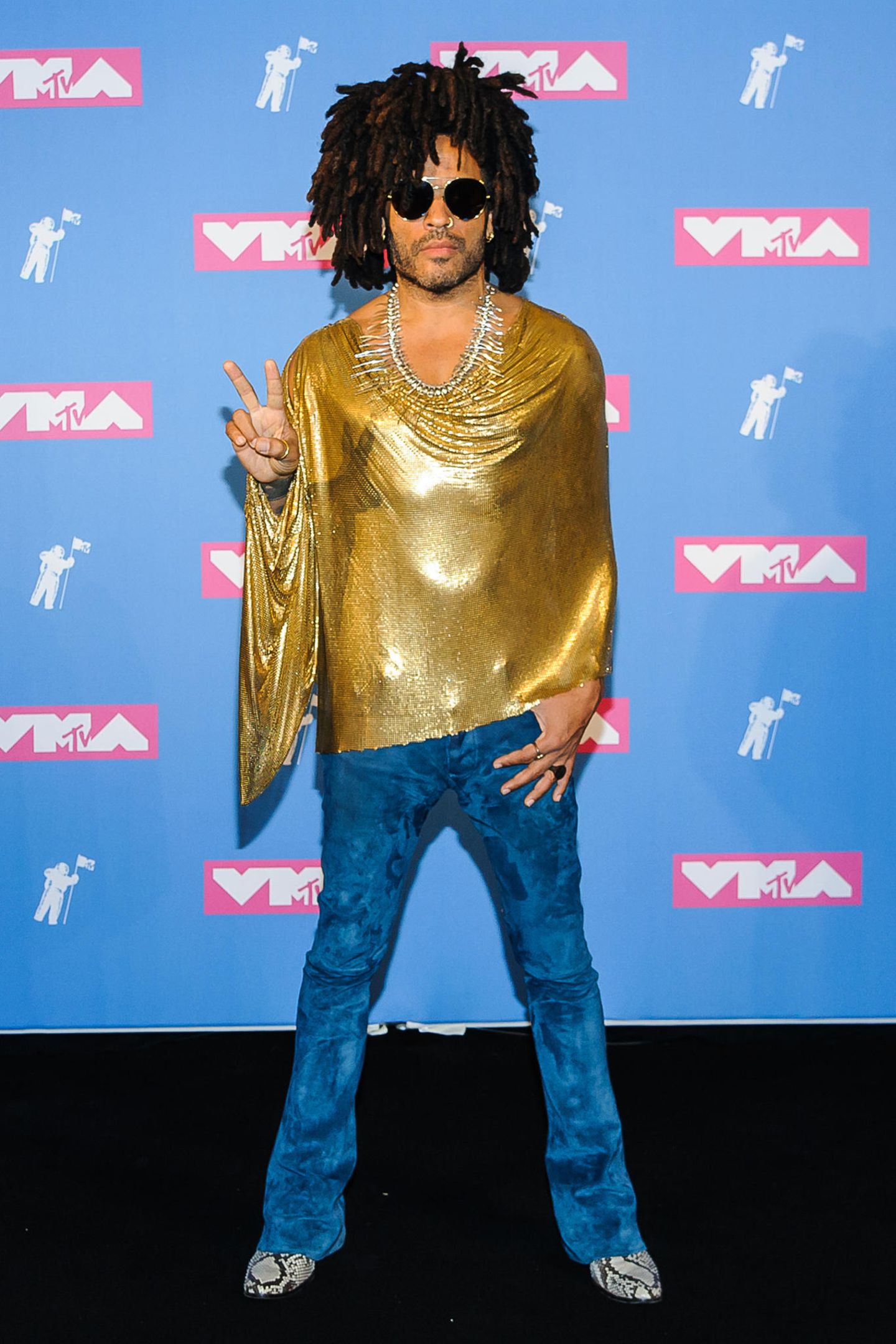 Lenny Kravitz ist ja sonst eine echtes Goldstück, in diesem Outfit aber leider gar nicht.