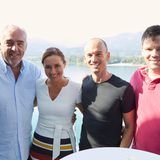 Gruppenbild im Sonnenschein: Hans-Reiner Schröder (BMW), Simone Gastberger (Scalaria), Peter Bauer (L’Oréal)  und Lewin Berner (Sioux)