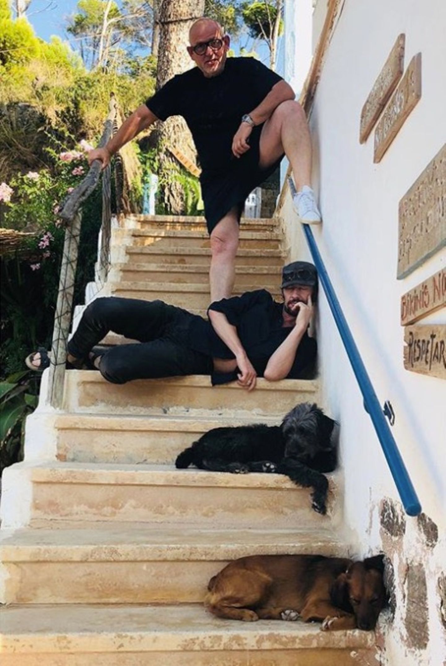 7. Oktober 2018   "Fabien Baron (Art Director) und drei schlafende Streuner", postet Thomas Hayo zu dem lustigen Foto.