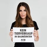 Die deutsche Schauspielerin Lilli Hollunder appelliert in der PETA-Kampagne: "Kein Tierverkauf in Baumärkten".