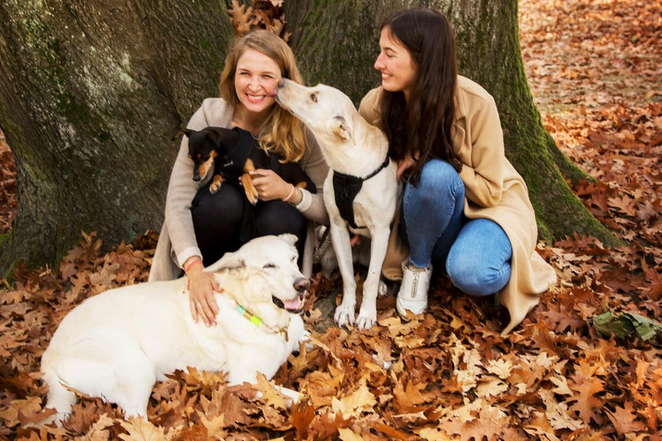 VEGDOG-Gründerinnen Tessa Zaune-Figlar und Valerie Henssen (v.l.) mit Hund Nelson VEGDOG-Gründerinnen Tessa Zaune-Figlar und Valerie Henssen (v.l.) mit Hund Nelson