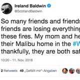 Ihre Tochter Ireland Baldwin twittert: "So viele Freunde und Familien von Freunden verlieren in diesen Feuern gerade alles, was sie besitzen. Meine Mutter und ihr Partner haben ihr Zuhause in Malibu durch das Woolsey-Feuer verloren. Zum Glück sind beide in Sicherheit."