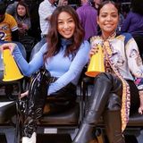 Und auch Sängerin Christina Milian und TV-Moderatorin Jeannie Mai machen nicht nur in der Frontrow von Fashionshows eine modische Figur, sondern auch in der ersten Reihe beim Basketballspiel. In Los Angeles feuern sie das weltbekannte Team der Lakers an. Ob das hilft?