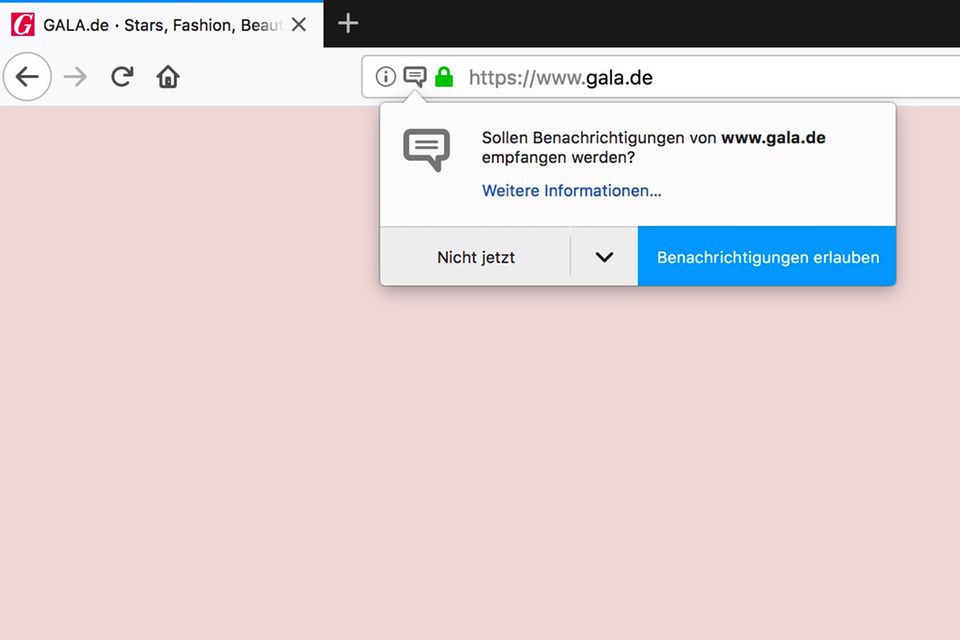 News via Browser: Bei Firefox sieht die Abfrage für Webpushes so aus - in anderen Systemen ist das Fenster ähnlich aufgebaut. Bei Firefox sieht die Abfrage für Webpushes so aus - in anderen Systemen ist das Fenster ähnlich aufgebaut.
