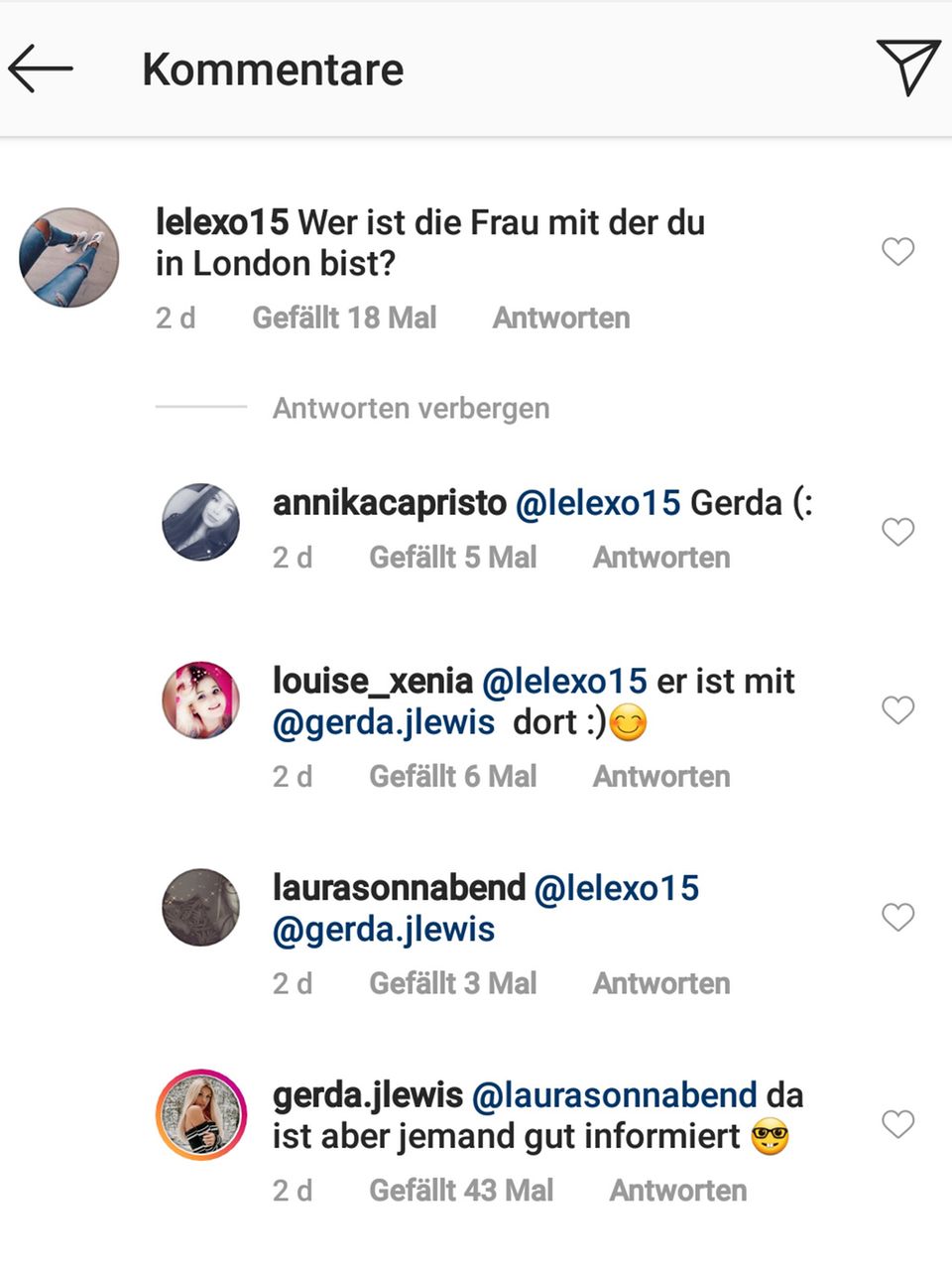 "GNTM" + "Love Island": Gerda Lewis bestätigt auf dem Instagram-Account von Marcellino Kremers, dass sie zusammen unterwegs sind Gerda Lewis bestätigt auf dem Instagram-Account von Marcellino Kremers, dass sie mit dem "Love Island"-Gewinner in London ist