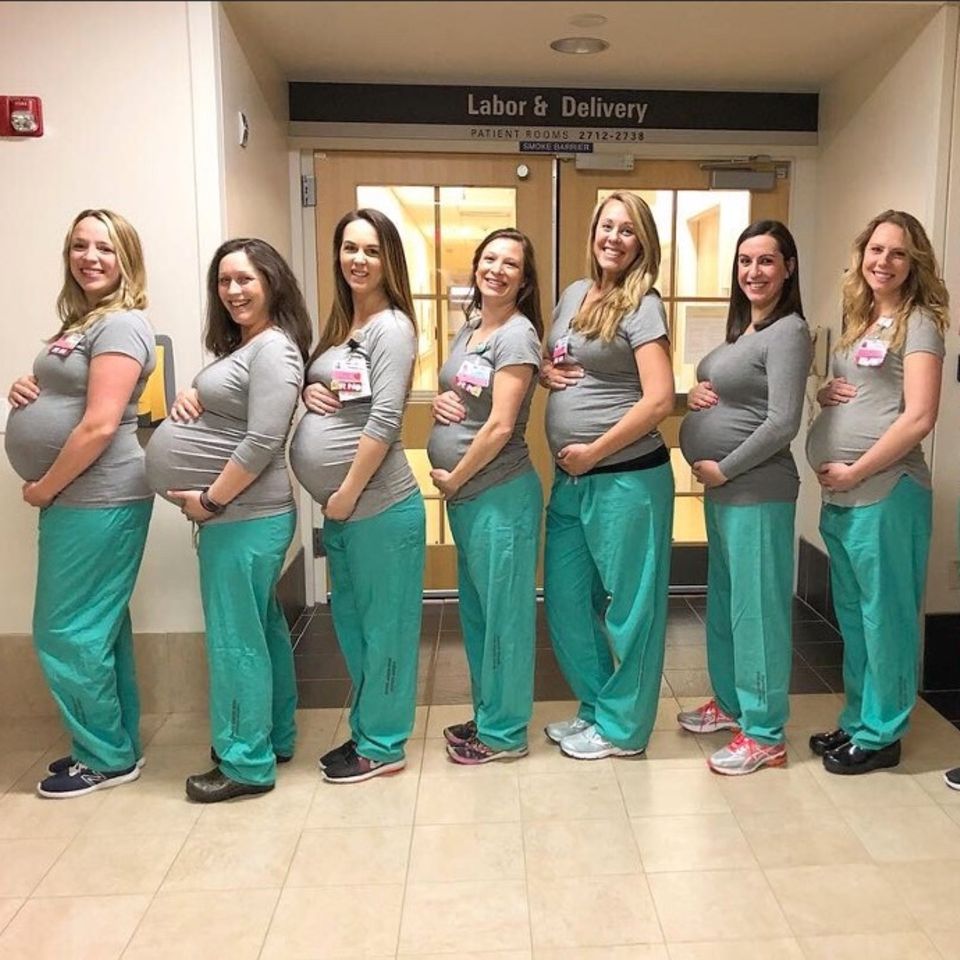 Neun schwangere Krankenschwestern im Maine Medical Center