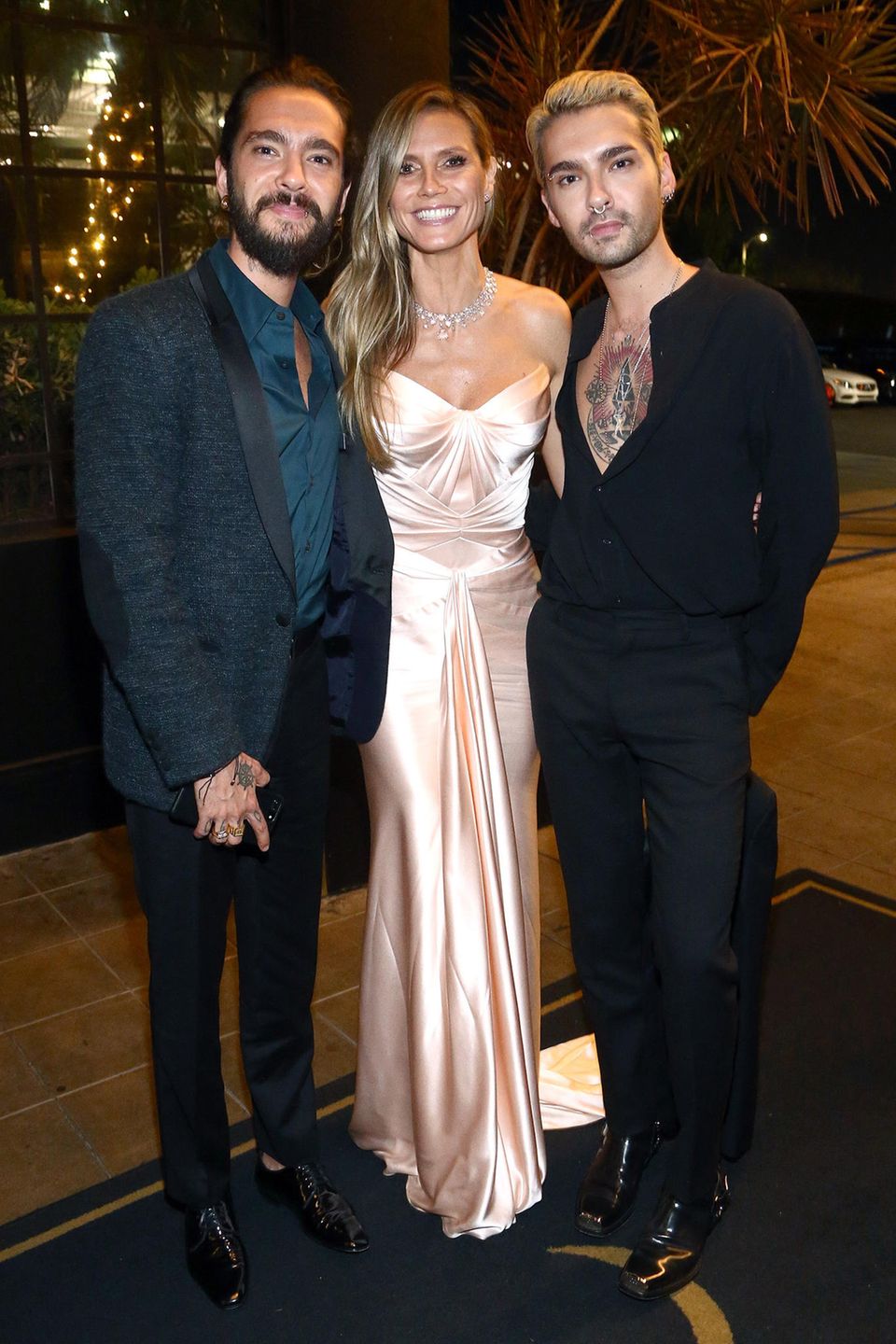 Bill Kaulitz mit seiner Bald-Schwägerin Heidi Klum und Tom Kaulitz 