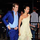 Nina Dobrevs Aftershow-Look ist fast glamouröser als ihr Pink-Carpet-Dress. Andrew Garfield hat seinen blauen Frack anbehalten.