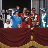 1988 verfolgt die kleine Gabriella (vorn links) zusammen mit den anderen Mitgliedern der britischen Königsfamilie die Militärparade "Trooping the Colour".