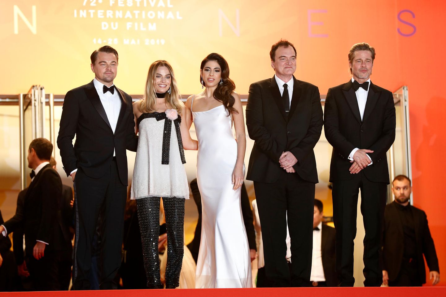 Leonardo DiCaprio, Margot Robbie, Daniela Pick, Quentin Tarantino und Brad Pitt (v.l.n.r.) bei der Ankunft zu der Filmvorführung von "Once Upon A Time In Hollywood".