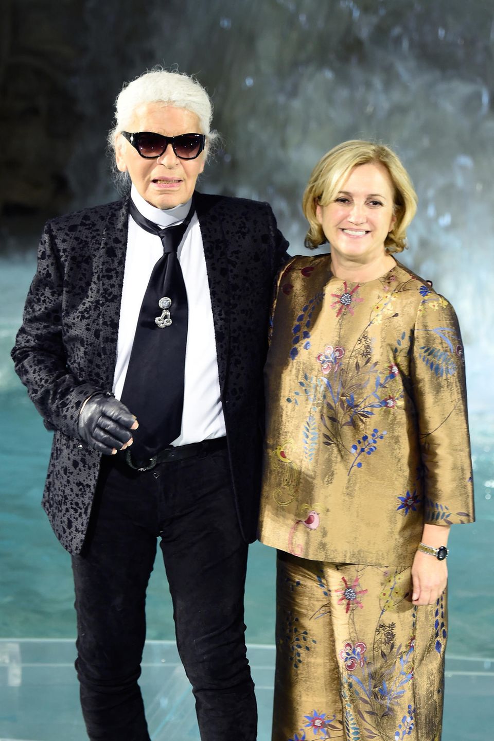 Karl Lagerfeld und Silvia Venturini Fendi trugen die Verantwortung für die Damenkollektion von Fendi.