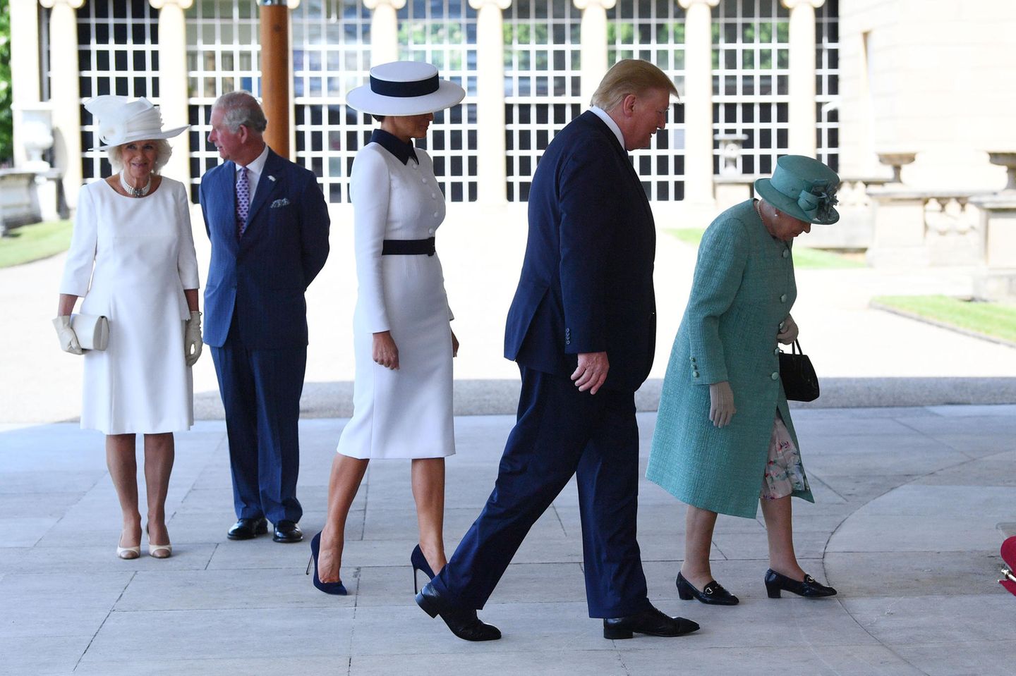 Herzogin Camilla, Prinz Charles, Melania Trump, Donald Trump, Queen Elizabeth