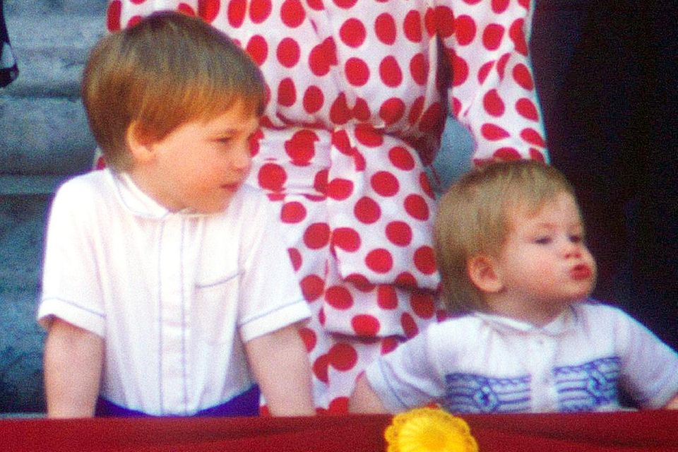 Lady Diana, Prinz William und Prinz Harry bei "Trooping the Colour" im Jahr 1986