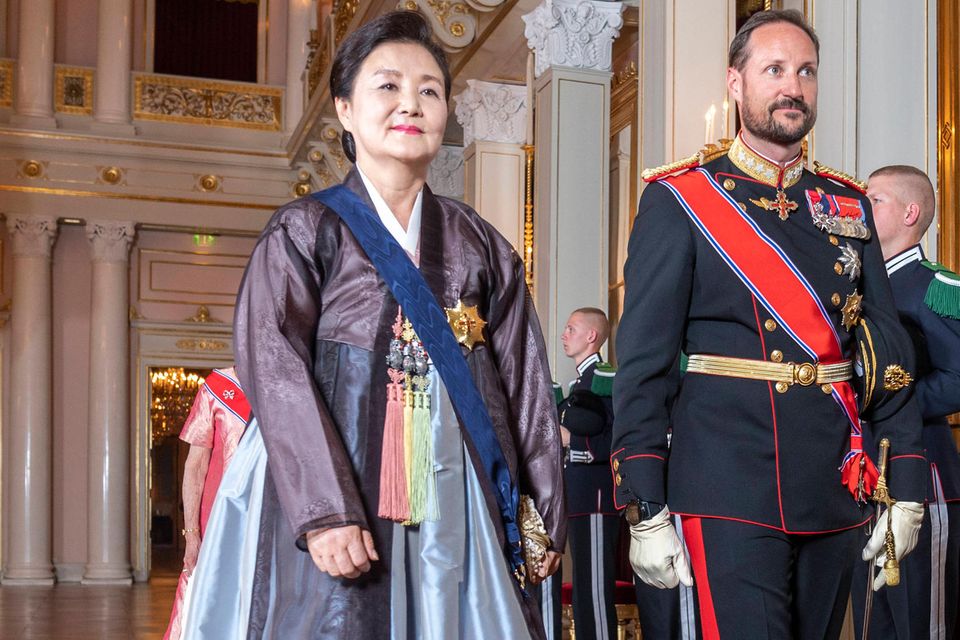 Kronprinz Haakon musste Kim Jung-Sook alleine empfangen