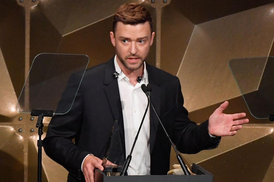 Justin Timberlake bei seiner Rede anläßlich der jährlichen Songwriter-Zeremonie der "Hall of Fame" in New York