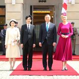 28. Juni 2019  Am Tag nach ihrer Ankunft werden Prinz Fumihito und Prinzessin Kiko vom polnischen Präsidenten Andrzej Duda und dessen Ehefrau Agata Kornhauser-Duda am Warschauer Präsidentenpalast empfangen.