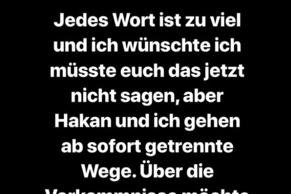 In ihrer Instagram-Story gibt Jenny Frankhauser die Trennung von Hakan bekannt.