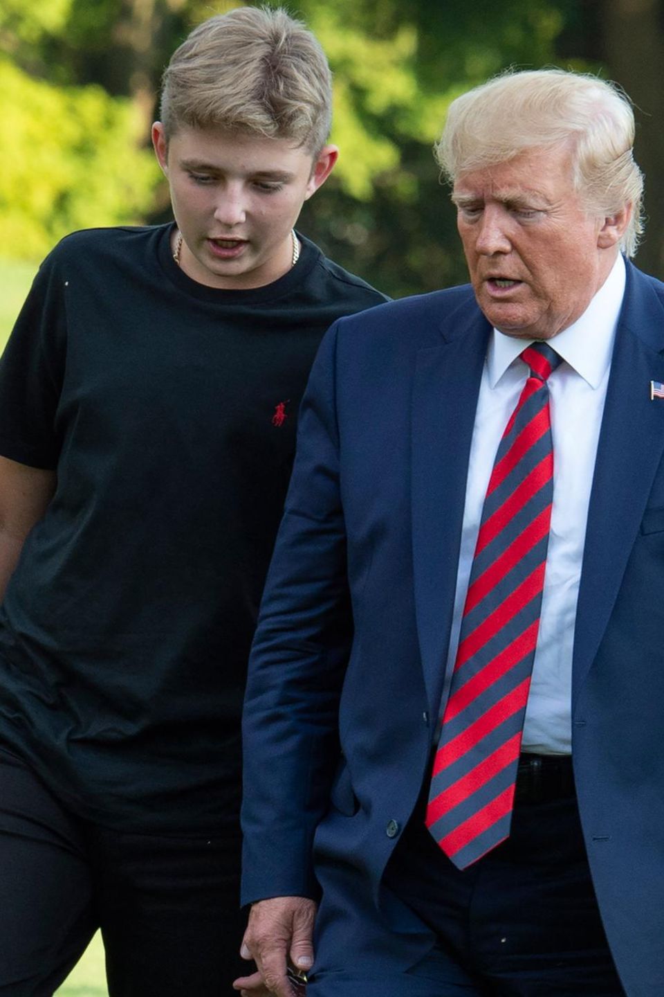 Barron und Donald Trump am 18. August bei ihrer Ankunft am Weißen Haus.