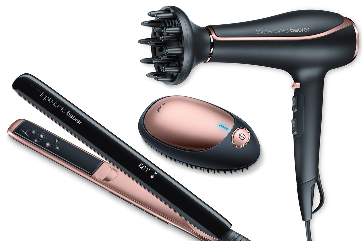 Wir verlosen dieses dreiteilige Hairstyling-Produktset von Beurer