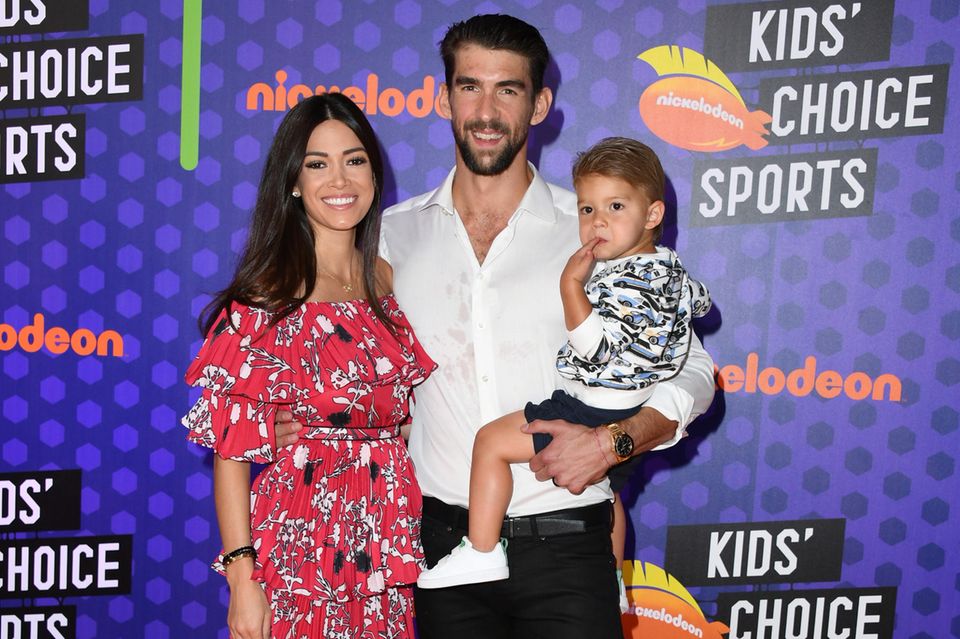Nicole Johnson + Michael Phelps mit Sohn Robert