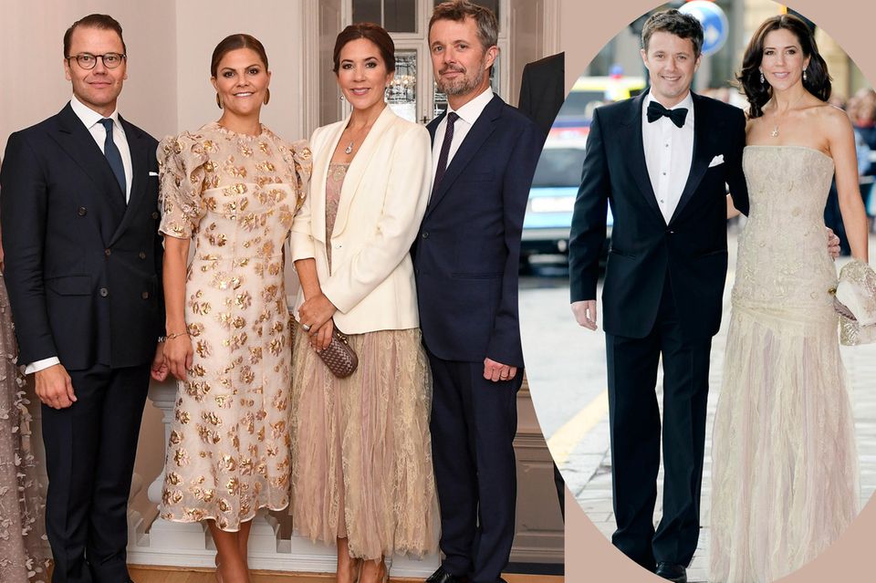 Royaler Style-Gipfel: Was für eine schöne Geste: Beim Treffen mit Victoria und Daniel trug Mary noch einmal das beige Kleid, das sie schon 2010 zu deren Hochzeit trug. Für das Treffen 2009 ließ sie es allerdings auf Knöchellänge kürzen. Was für eine schöne Geste: Beim Treffen mit Victoria und Daniel trug Mary noch einmal das beige Kleid, das sie schon 2010 zu deren Hochzeit trug. Für das Treffen 2009 ließ sie es allerdings auf Knöchellänge kürzen.