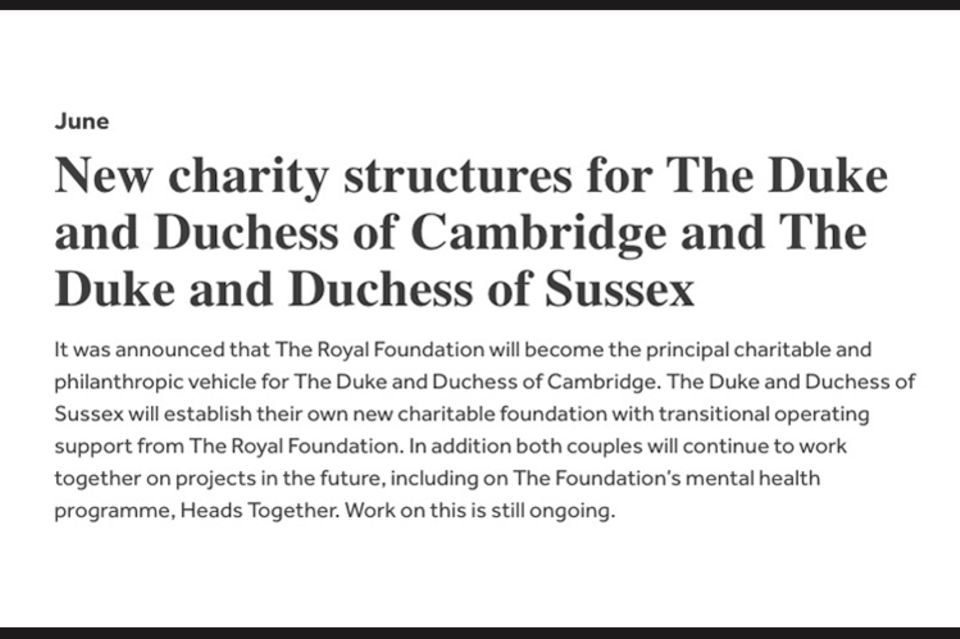 Mit diesem Statement verkündeten Prinz William und Prinz Harry das Ende ihrer Zusammenarbeit in der Royal Foundation.