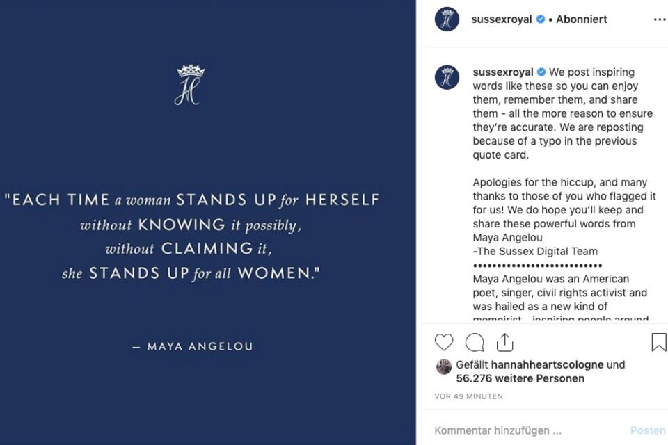 Herzogin Meghan + Prinz Harry: Das Social-Media-Team von Herzogin Meghan und Prinz Harry entschuldigt sich für seinen Fehler. Das Social-Media-Team von Herzogin Meghan und Prinz Harry entschuldigt sich für seinen Fehler.