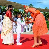18. Oktober 2019  Am letzten Tag ihres Staatsbesuchs in Indien werden Máxima und Willem-Alexander bei ihrer Ankunft in Alappuzha, Kerala, herzlich in Empfang genommen.
