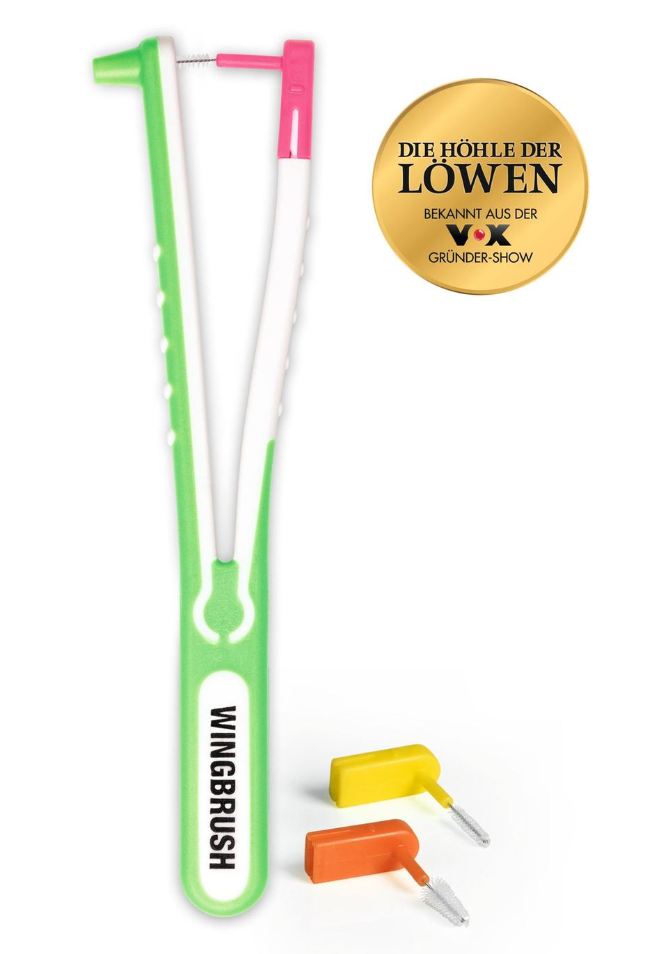 "Die Höhle der Löwen": Die "Wingbrush" besteht aus einem Aufsatz ("Fühler") und einer Bürste. Die "Wingbrush" besteht aus einem Aufsatz und einer Bürste.