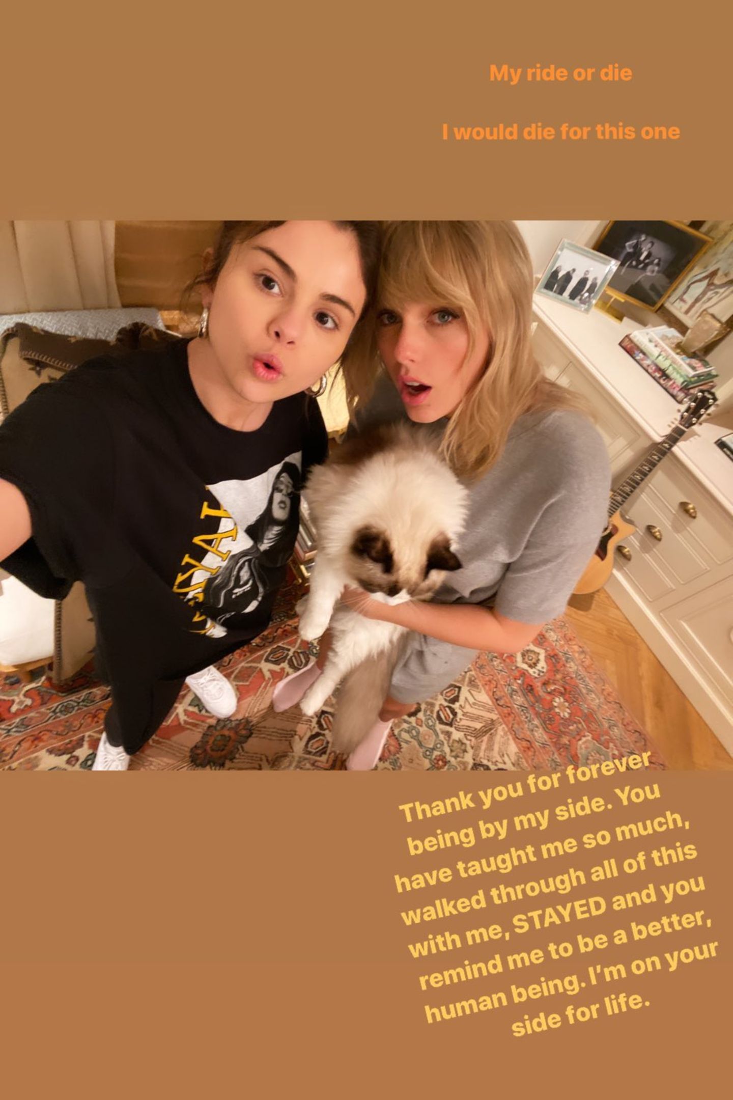 In ihrer Instagram-Story bedankt sich Selena Gomez bei ihrer guten Freundin Taylor Swift für ihre Unterstützung in schweren Zeiten und ist froh darüber, sie immer an ihrer Seite zu wissen. 