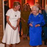29. Oktober 2019  Queen Elizabeth gibt im Buckingham-Palast einen Empfang zu Ehren der Arbeit des "The Queen Elizabeth Diamond Jubilee Trust" in London . An ihrer Seite ist auch Gräfin Sophie von Wessex. 