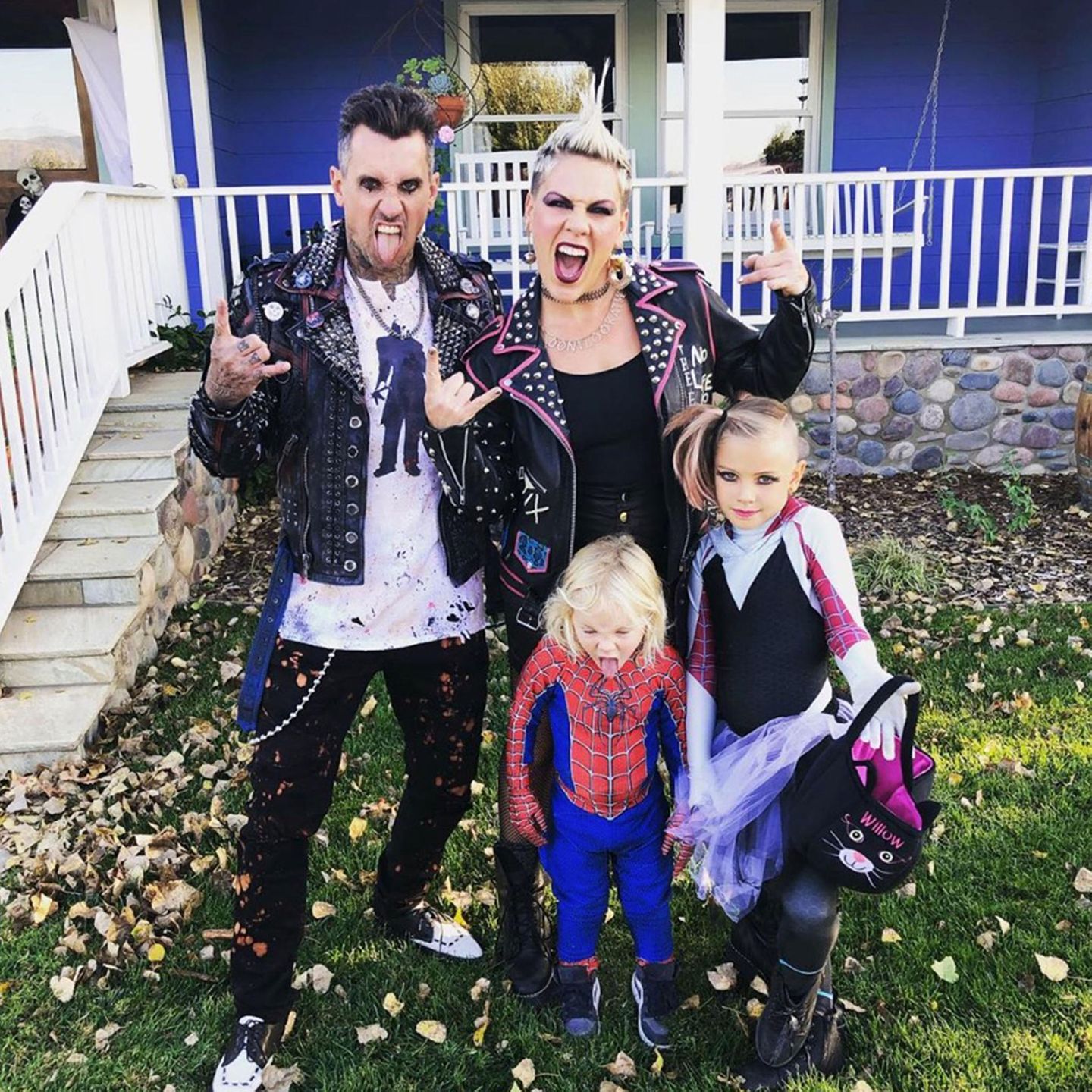 Pink schickt ihren Instagram-Followern Halloween-Grüße von den "Punk Rock Spider"-Familie.