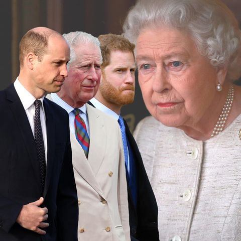 Die britischen Royals: Prinz William, Prinz Charles, Prinz Harry und Queen Elizabeth.