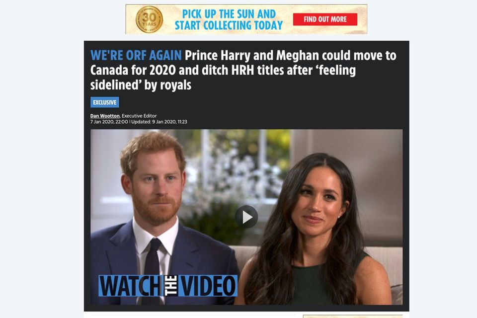 So berichtete "The Sun" auf seiner Website am 7. Januar 2019 über Harry und Meghan