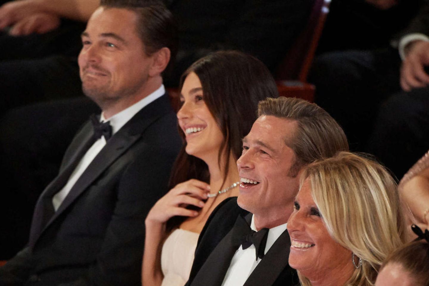 Leonardo DiCaprio, Camila Morrone und Brad Pitt 