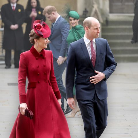 Prinz Harry und Herzogin Meghan verabschieden sich. Prinz William und Herzogin Catherine sind beim Termin in der Westminster Abbey dabei (Fotomontage).