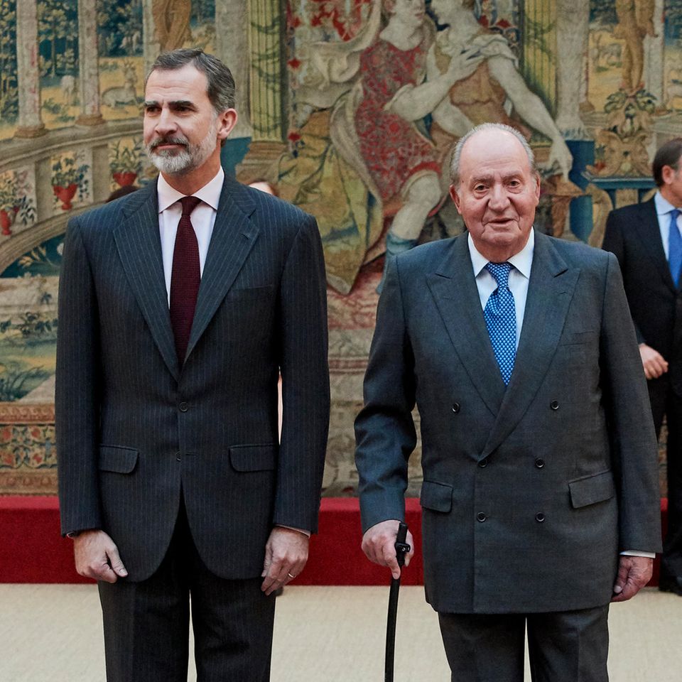 König Felipe und sein Vater, der ehemalige König Juan Carlos