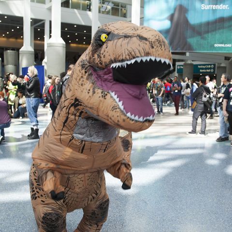 Ein Spaziergang im T-Rex-Kostüm? Ungewöhnlich, aber möglich. (Symbolbild)