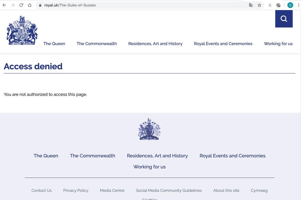 Royal-News über Queen Elizabeth: Das Profil von Prinz Harry ist derzeit nicht abrufbar (Stand: 3. April, 9:45 Uhr) Das Profil von Prinz Harry ist derzeit nicht abrufbar (Stand: 3. April, 9:45 Uhr)