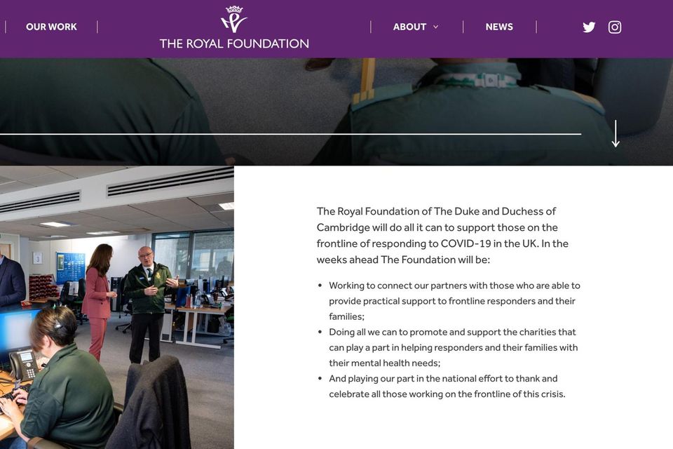 Herzogin Catherine und Prinz William haben die Homepage der Royal Foundation angepasst und informieren über ihre Charity-Arbeit im Zuge des Coronavirus.
