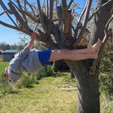Janin Ullmann ist zwar gelangweilt, um auf einen Baum zu klettern, hat die Moderatorin aber noch genug Energie.