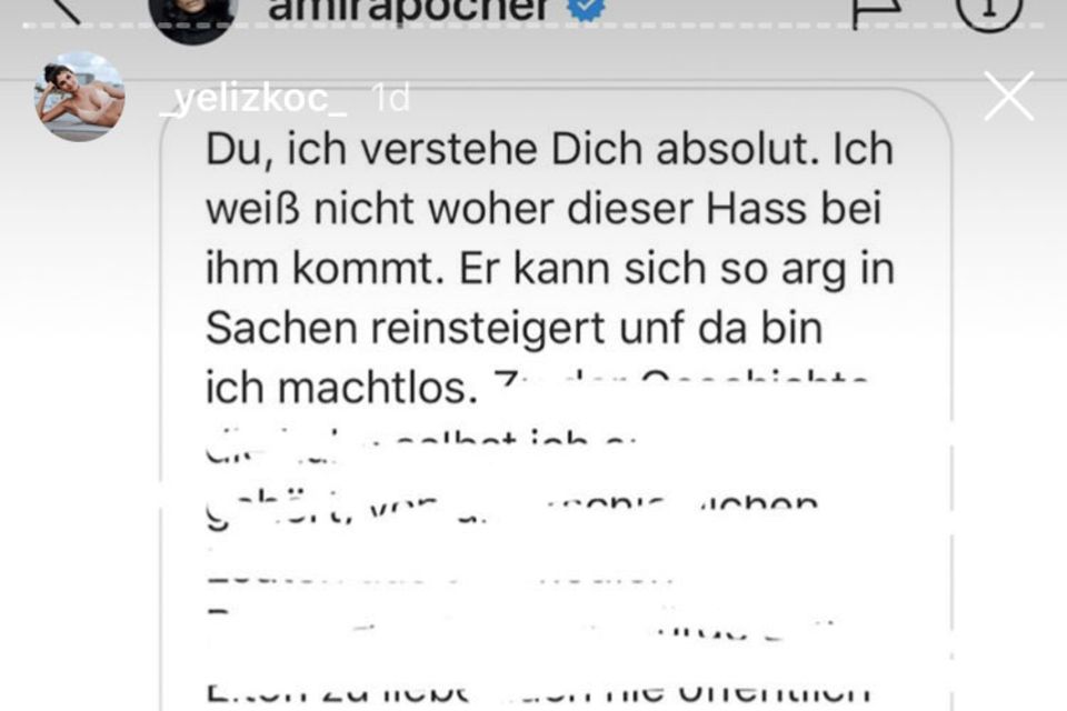 Amira Pocher: Auf Instagram postet Yeliz Koc den Chatverlauf mit Amira Pocher. Auf Instagram postet Yeliz Koc den Chatverlauf mit Amira Pocher.