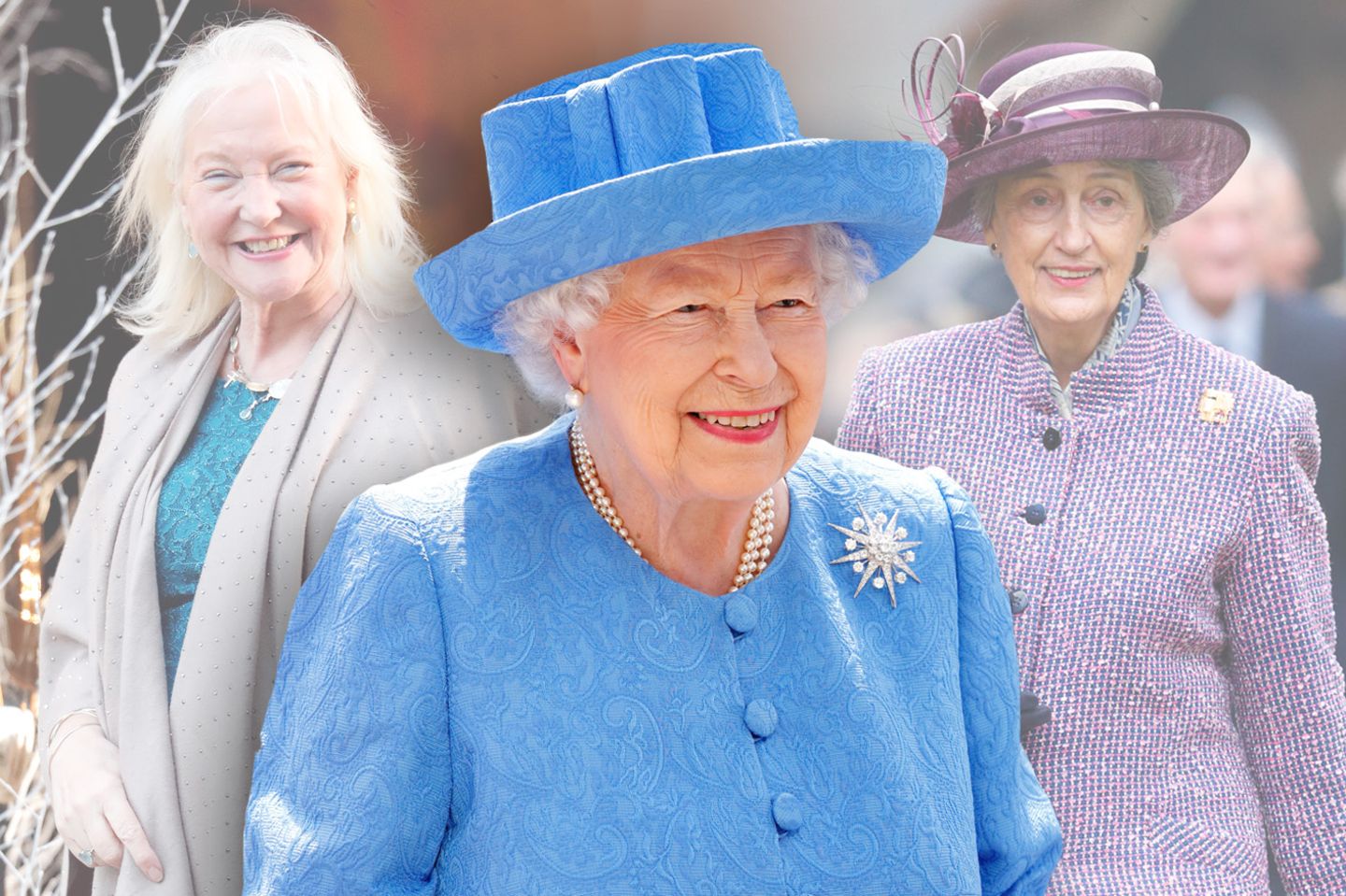 Queen Elizabeth (Mitte) und ihre Freundinnen Angela Kelly (l.) und Lady Susan Hussey (r.).