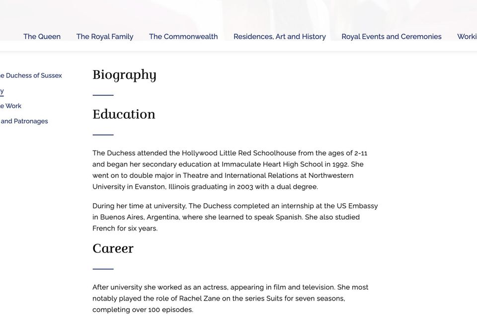 Herzogin Meghan: Die offizielle Website der Royal Family Die offizielle Website der Royal Family