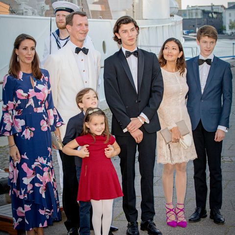 Prinzessin Marie von Dänemark, Prinz Joachim von Dänemark mit ihren Kindern Prinzessin Athena und Prinz Henrik sowie Prinz Nikolai, Gräfin Alexandra und Prinz Felix