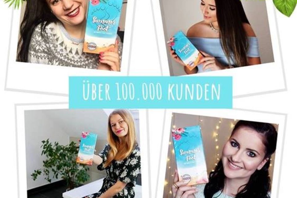 Glückliche Kunden präsentieren die Summer Foot Fußmaske Glückliche Kunden präsentieren die Summer Foot Fußmaske